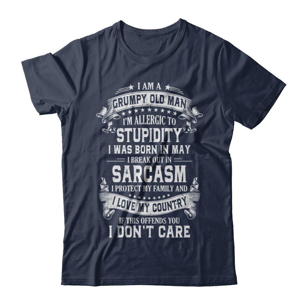 I Am A Grumpy Old Man I Was Born In May Birthday-T-Shirt & Hoodie-Classic T-Shirt-Navy