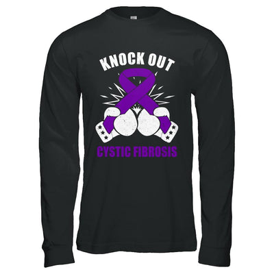 Boxing Knock Out Cystic Fibrosis Awareness Support-T-Shirt & Hoodie-Long Sleeve T-Shirt-Black