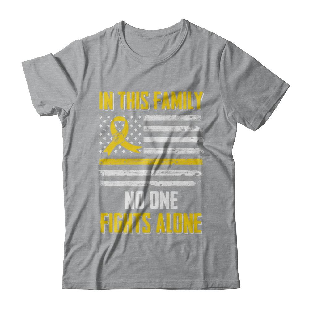 In This Family No One Fights Alone Childhood Cancer-T-Shirt & Hoodie-Classic T-Shirt-Sport Grey