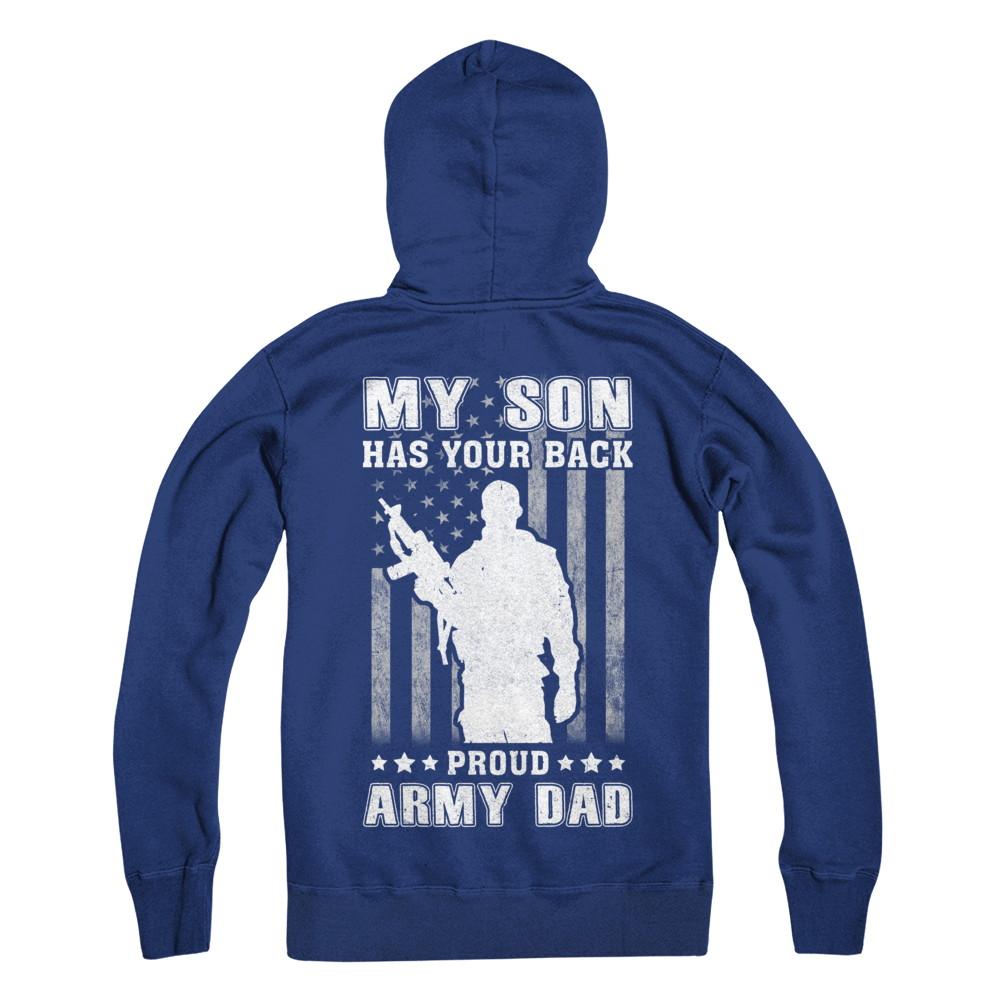 American Flag MY SON HAS YOUR BACK PROUD ARMY DAD-T-Shirt & Hoodie-Hanes - Heavyweight Pullover Hoodie-Deep Royal