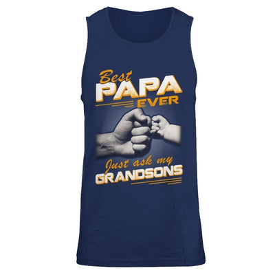 Best Papa Ever Just Ask My Grandsons-T-Shirt & Hoodie-Unisex Tank-Navy