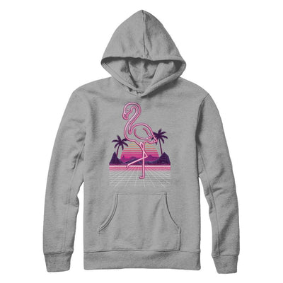 80s Retro Neon Sign Pink Flamingo Bird-T-Shirt & Hoodie-Pullover Hoodie-Light Steel