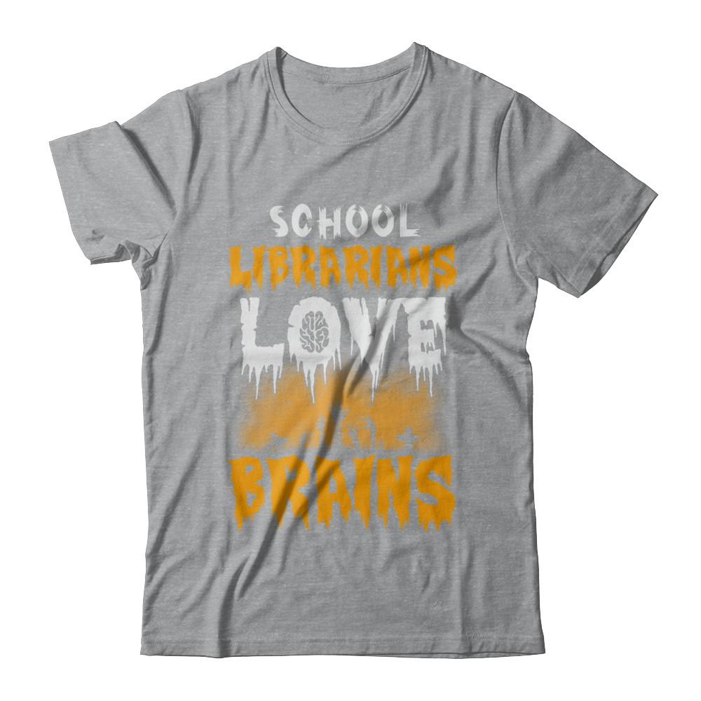 School Librarians Love Brains Halloween Costume-T-Shirt & Hoodie-Classic T-Shirt-Sport Grey