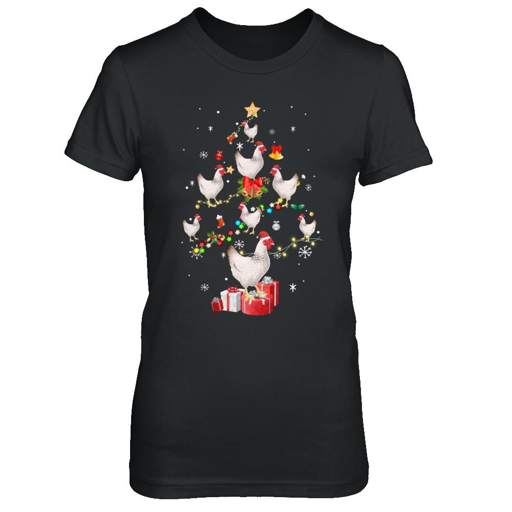 Farmer Chicken Christmas Tree Decor Xmas Gift-T-Shirt & Sweatshirt-Women's T-Shirt-Black