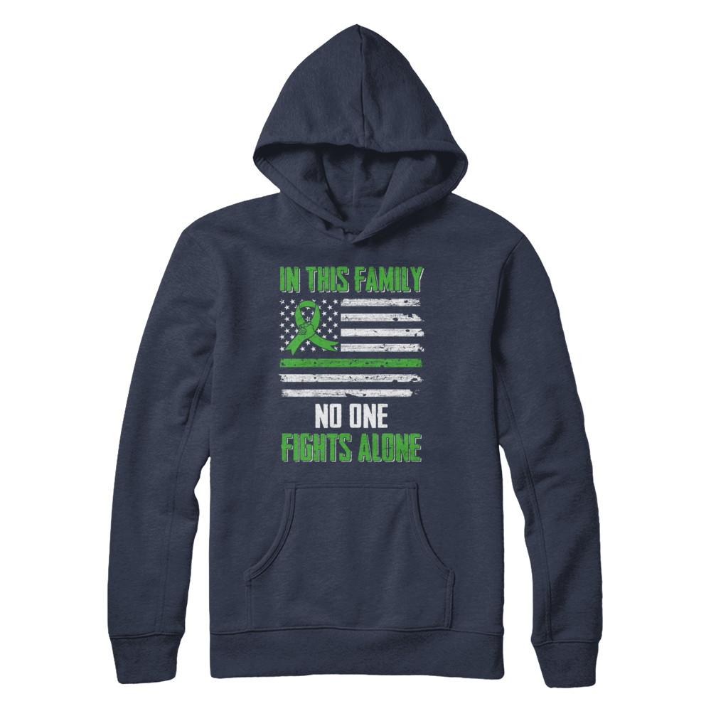 In This Family No One Fights Alone Liver Cancer Green-T-Shirt & Hoodie-Pullover Hoodie-Navy