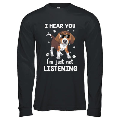 I Hear You I'm Just Not Listening Funny Beagle-T-Shirt & Hoodie-Long Sleeve T-Shirt-Black