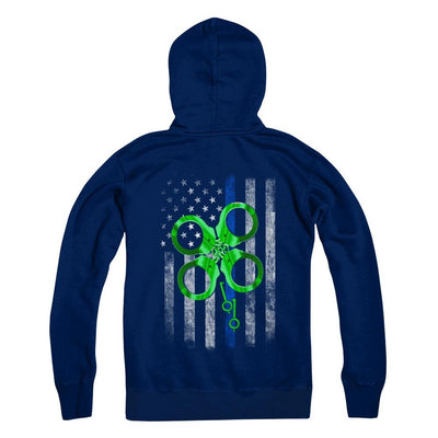 Thin Blue Line Happy St Patrick's Day Clover Police-T-Shirt & Hoodie-Pullover Hoodie-Navy