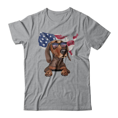 Funny Patriot Dachshund Dog 4Th Of July American Flag-T-Shirt & Hoodie-Classic T-Shirt-Sport Grey