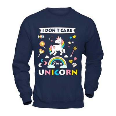 I Dont Care I'am A Unicorn-T-Shirt & Hoodie-Crewneck Sweatshirt-Navy