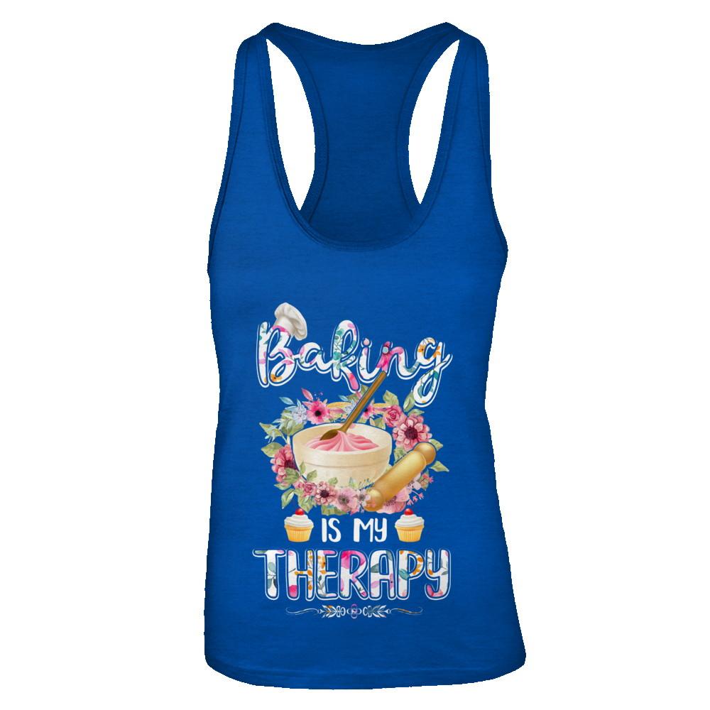 Baking Is My Therapy-T-Shirt & Tank Top-Women's Ideal Racerback Tank-Royal