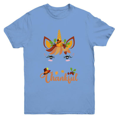 Thanksgiving Unicorn Pumpkin For Kids Youth-Youth Shirt-Youth T-Shirt-Carolina Blue