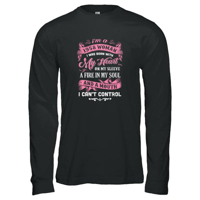 Vintage 1958 Woman 63 Birthday I Was Born With My Heart-T-Shirt & Tank Top-Long Sleeve T-Shirt-Black