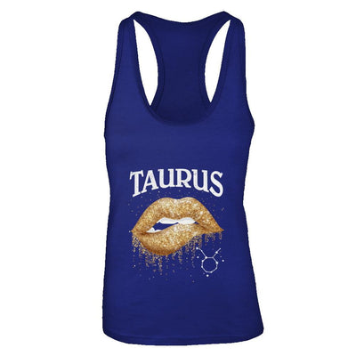 Taurus Zodiac April May Birthday Gift Golden Lipstick-T-Shirt & Tank Top-Women's Ideal Racerback Tank-Royal