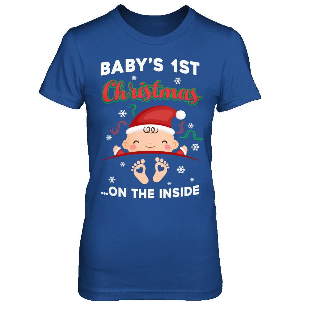 Baby's 1St Christmas On The Inside Pregnant-T-Shirt & Sweatshirt-Women's T-Shirt-Royal