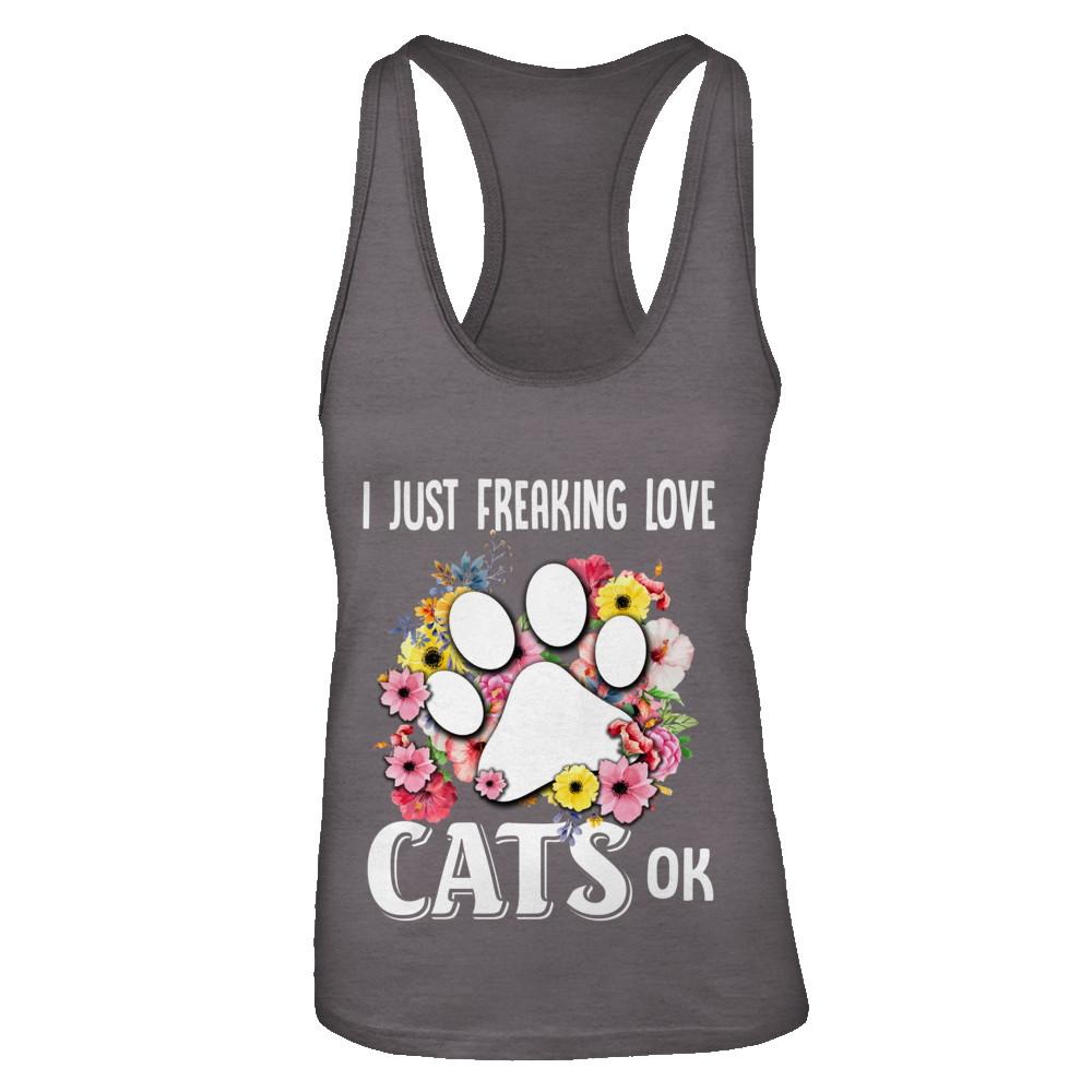 I Just Freaking Love Cats-T-Shirt & Tank Top-Women's Ideal Racerback Tank-Dark Grey