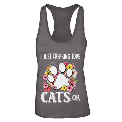 I Just Freaking Love Cats-T-Shirt & Tank Top-Women's Ideal Racerback Tank-Dark Grey