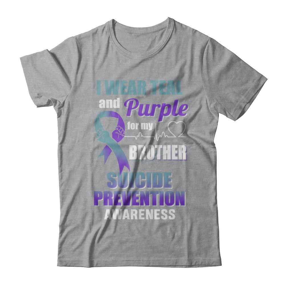 I Wear Teal Purple For My Brother Suicide Prevention-T-Shirt & Hoodie-Classic T-Shirt-Sport Grey
