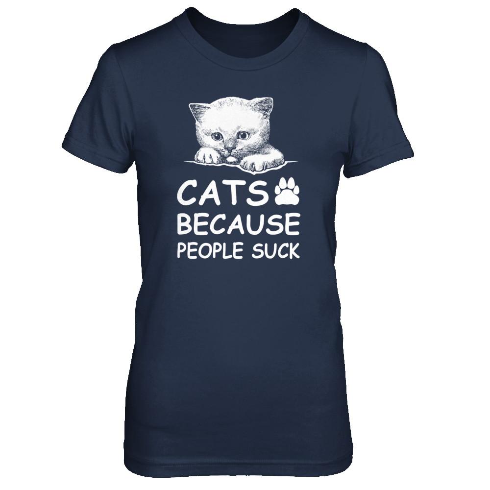 Cats Because People Suck-T-Shirt & Tank Top-Women's T-Shirt-Navy