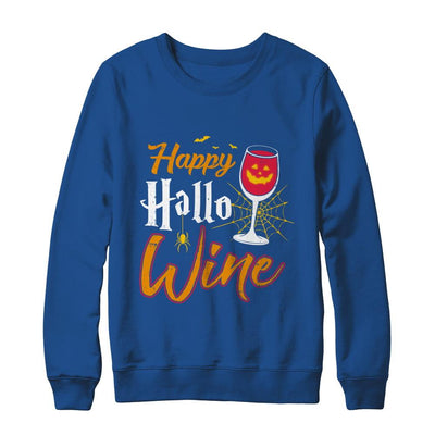 Happy Hallo Wine Funny Halloween-T-Shirt & Sweatshirt-Crewneck Sweatshirt-Royal