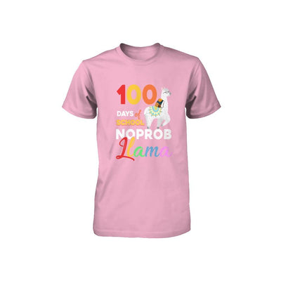 100 Days Of School Shirt Cute No Probllama Llama Youth-Youth Shirt-Toddler T-Shirt-Pink