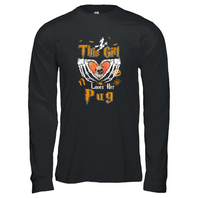 This Girl Love Her Dog Pug Halloween-T-Shirt & Tank Top-Long Sleeve T-Shirt-Black