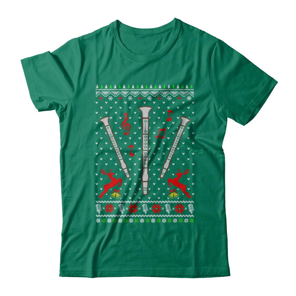 Santa Clarinet Ugly Christmas Sweater Gifts-T-Shirt & Sweatshirt-Classic T-Shirt-Kelly Green