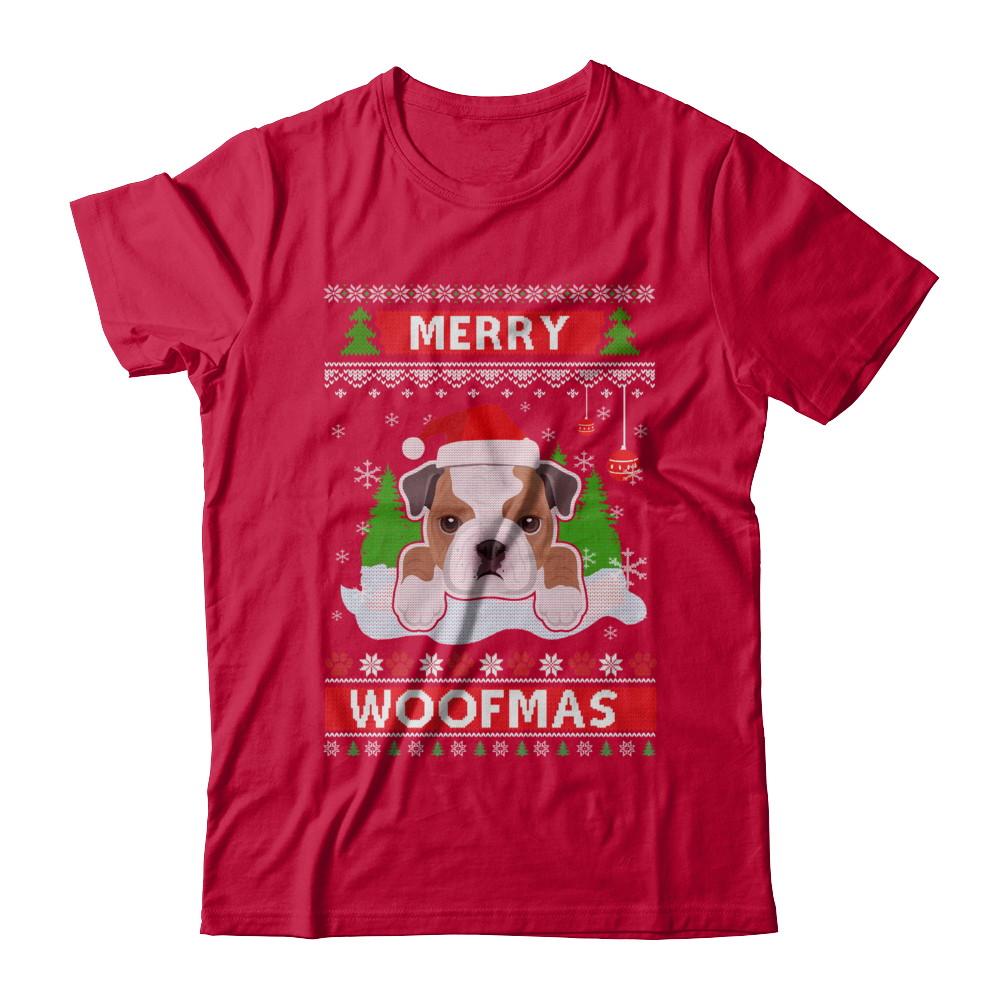 Bulldog Merry Woofmas Ugly Christmas Sweater-T-Shirt & Sweatshirt-Classic T-Shirt-Red