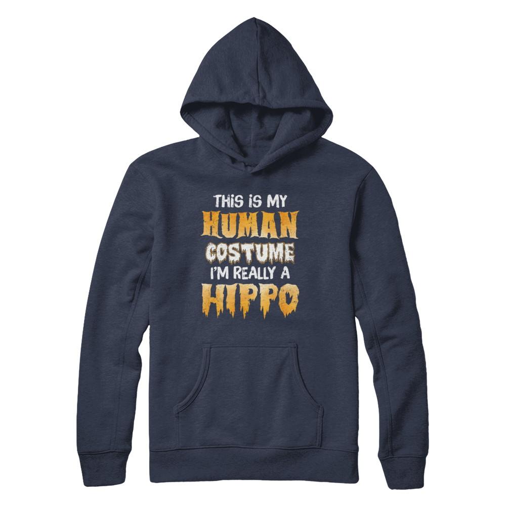 This Is My Human Costume Hippo Halloween-T-Shirt & Hoodie-Pullover Hoodie-Navy