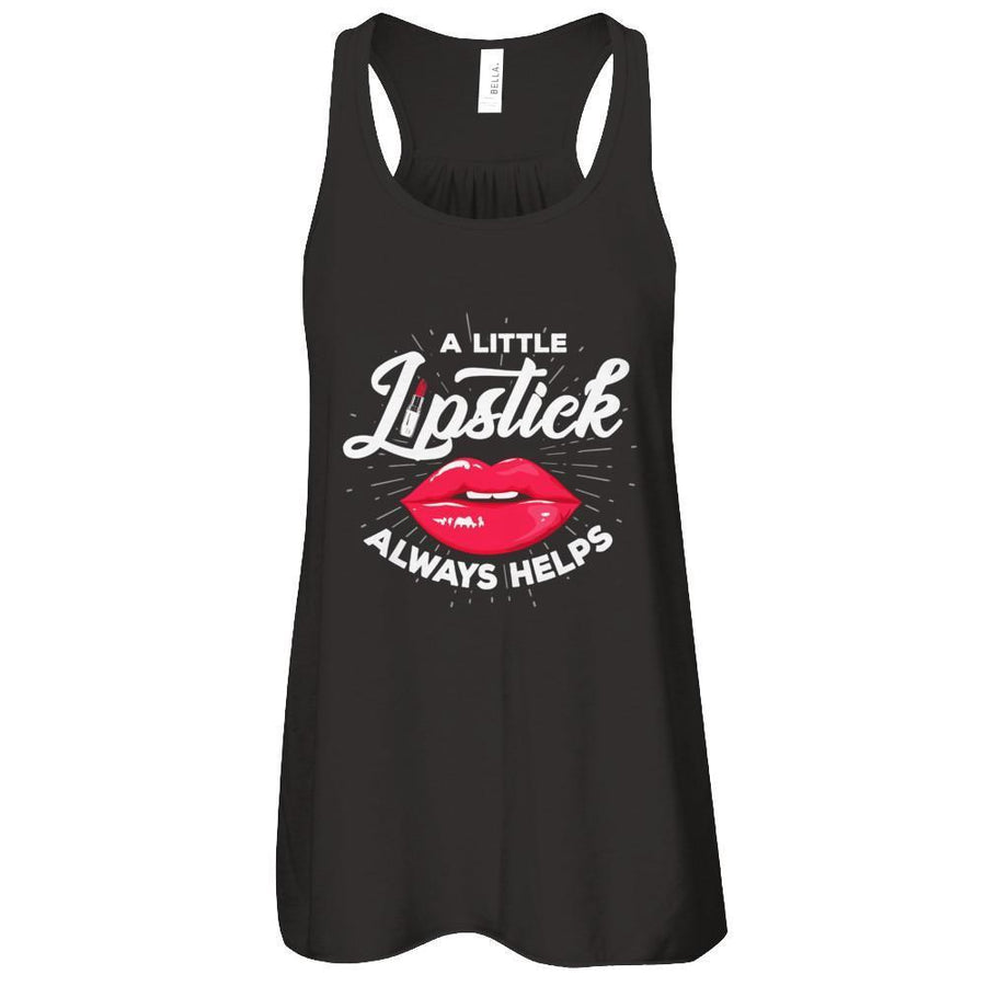 A Little Lipstick Always Helps-T-Shirt & Tank Top-Women's Flowy Racerback Tank-Black