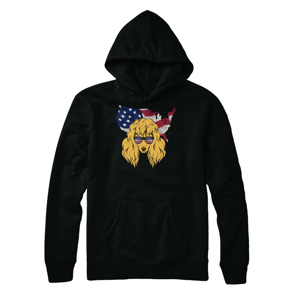Funny Patriot Poodle Dog 4Th Of July American Flag-T-Shirt & Hoodie-Pullover Hoodie-Black