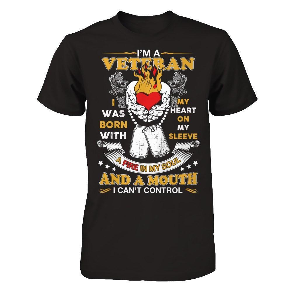 I'm A Veteran I Was Born With My Heart On My Sleeve-T-Shirt & Hoodie-Premium T-Shirt-Black