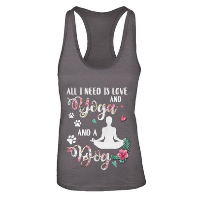 All I Need Is Love And Yoga And A Dog-T-Shirt & Tank Top-Women's Ideal Racerback Tank-Dark Grey