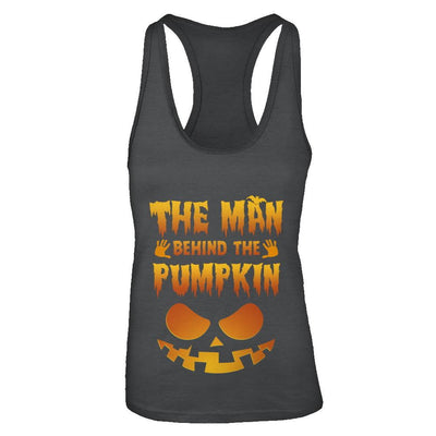 The Man Behind The Pumpkin Funny Pregnant Halloween-T-Shirt & Tank Top-Women's Ideal Racerback Tank-Black