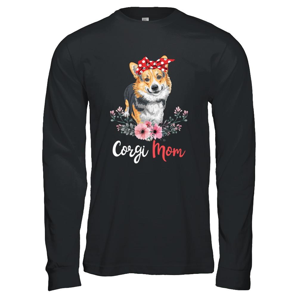 Corgi Mom Gift For Women Dog Lover-T-Shirt & Hoodie-Long Sleeve T-Shirt-Black