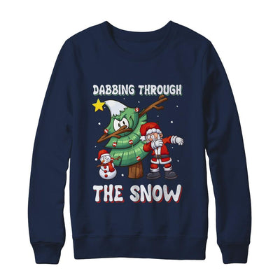 Dabbing Santa Snowman Christmas Tree-T-Shirt & Sweatshirt-Crewneck Sweatshirt-Navy