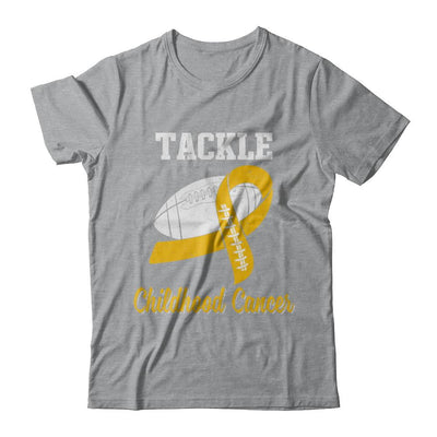 Football Survivor Tackle Yellow Childhood Cancer Awareness-T-Shirt & Hoodie-Classic T-Shirt-Sport Grey