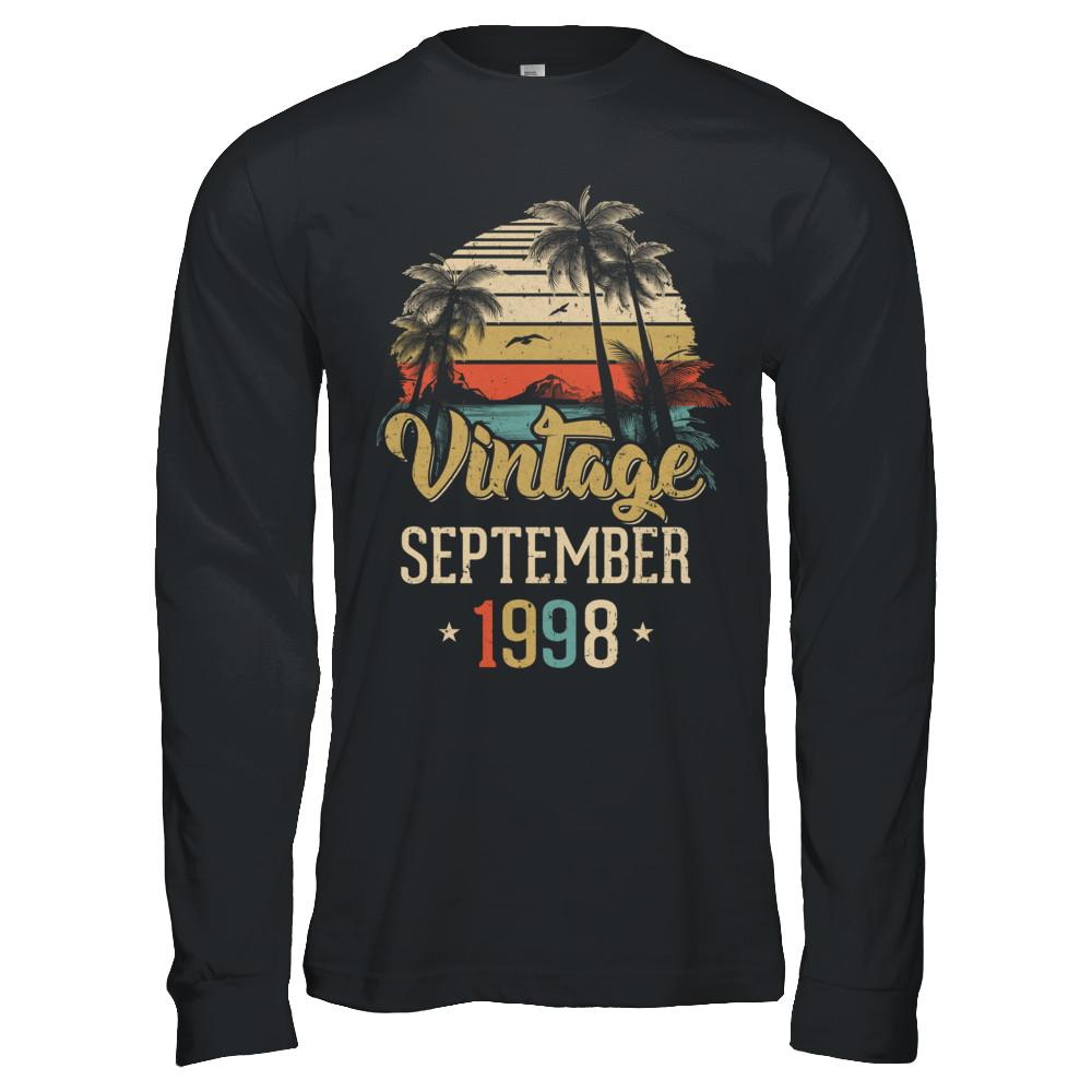 Retro Classic Vintage September 1998 23th Birthday Gift-T-Shirt & Hoodie-Long Sleeve T-Shirt-Black