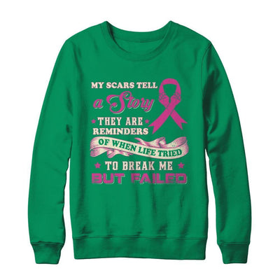 My Scars Tell A Story Breast Cancer Awareness-T-Shirt & Sweatshirt-Crewneck Sweatshirt-Irish Green
