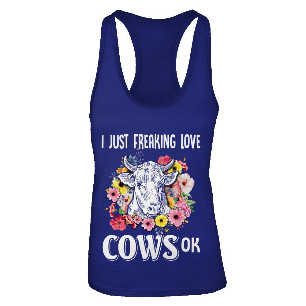 I Just Freaking Love Cows-T-Shirt & Tank Top-Women's Ideal Racerback Tank-Royal