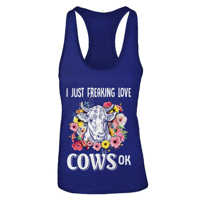 I Just Freaking Love Cows-T-Shirt & Tank Top-Women's Ideal Racerback Tank-Royal