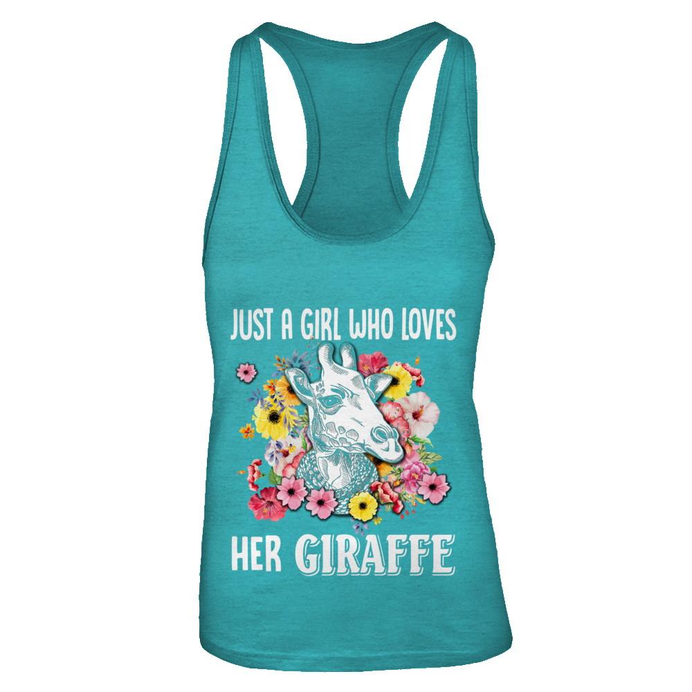 Just A Girl Who Loves Her Giraffe-T-Shirt & Tank Top-Women's Ideal Racerback Tank-Tahiti Blue