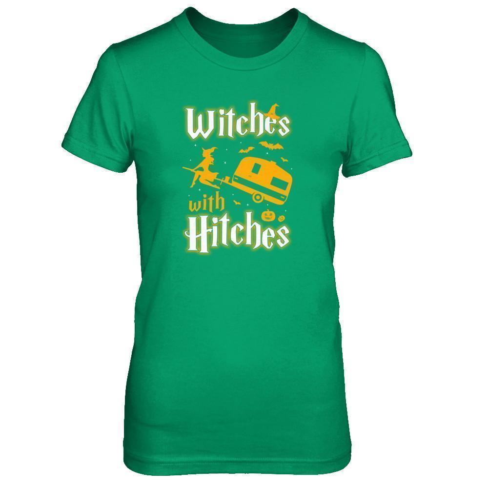 Witches With Hitches Camping Funny Halloween-T-Shirt & Tank Top-Women's T-Shirt-Irish Green
