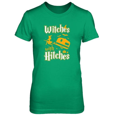 Witches With Hitches Camping Funny Halloween-T-Shirt & Tank Top-Women's T-Shirt-Irish Green