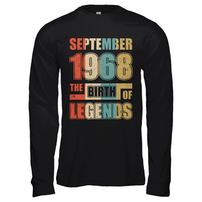 Vintage Retro September 1968 Birth Of Legends 53th Birthday-T-Shirt & Hoodie-Long Sleeve T-Shirt-Black