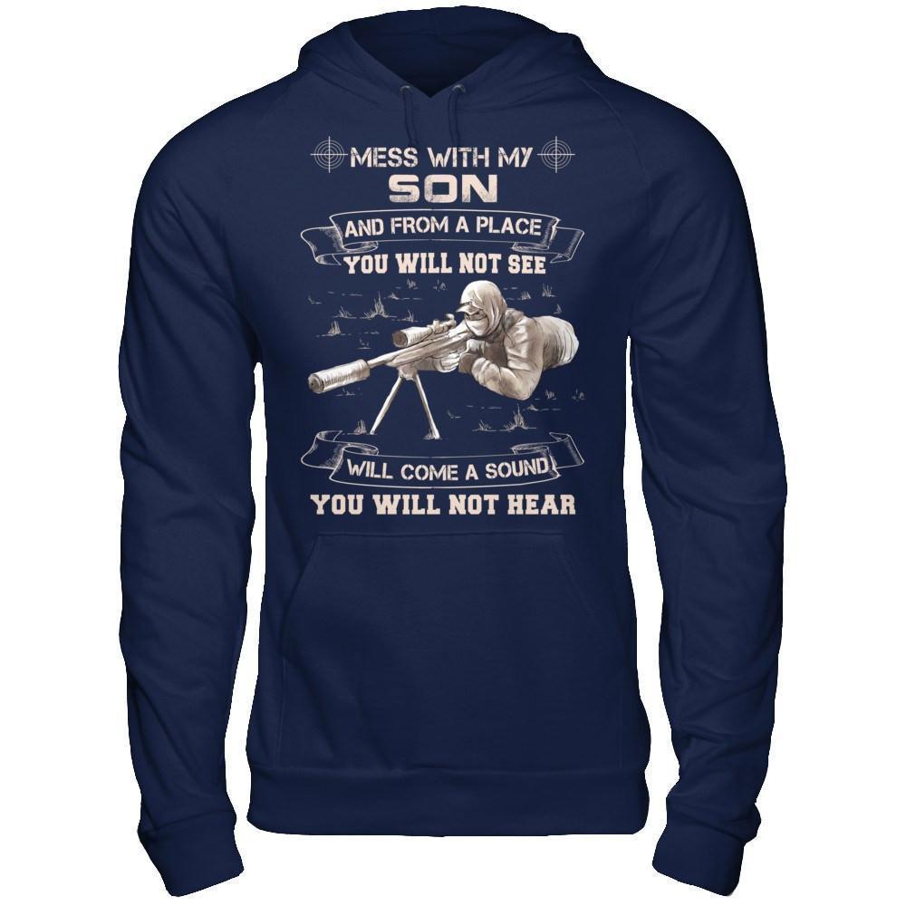 Mess With My Son And From A Place You Will Not See-T-Shirt & Hoodie-Pullover Hoodie-Navy