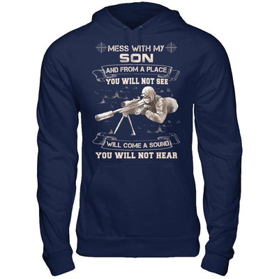 Mess With My Son And From A Place You Will Not See-T-Shirt & Hoodie-Pullover Hoodie-Navy