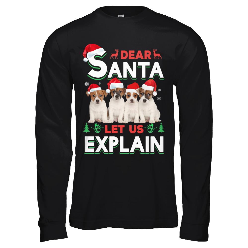 Dear Santa Funny Beagle Puppies Christmas Gift-T-Shirt & Hoodie-Long Sleeve T-Shirt-Black