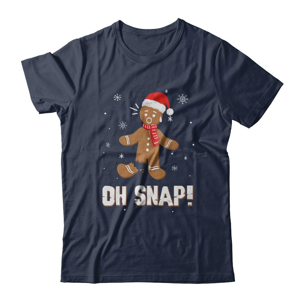 Oh Snap Funny Gingerbread Man Cute Christmas-T-Shirt & Sweatshirt-Classic T-Shirt-Navy