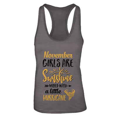 November Girls Sunshine Mixed With A Little Hurricane Birthday-T-Shirt & Tank Top-Women's Ideal Racerback Tank-Dark Grey