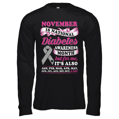 November Is National Diabetes Awareness Month-T-Shirt & Hoodie-Long Sleeve T-Shirt-Black